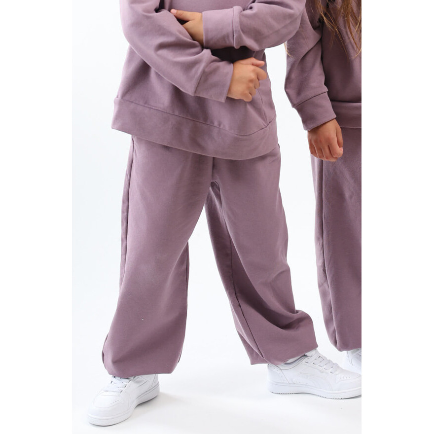 Spodnie dresowe ocieplane MOVE fioletowe NA MESZKU szerokie ze ściągaczami regulowane w pasie