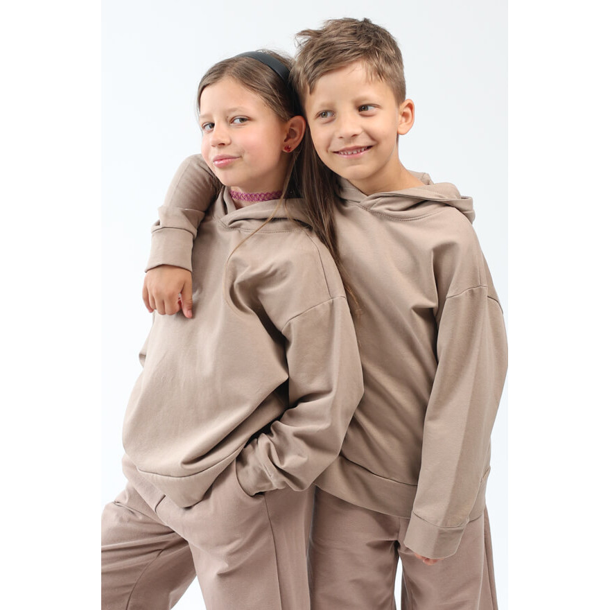 Bluza dresowa MOVE beżowa NA MESZKU Z UKRYTĄ KIESZENIĄ NA TELEFON