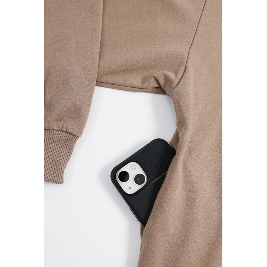 Bluza dresowa MOVE beżowa NA MESZKU Z UKRYTĄ KIESZENIĄ NA TELEFON