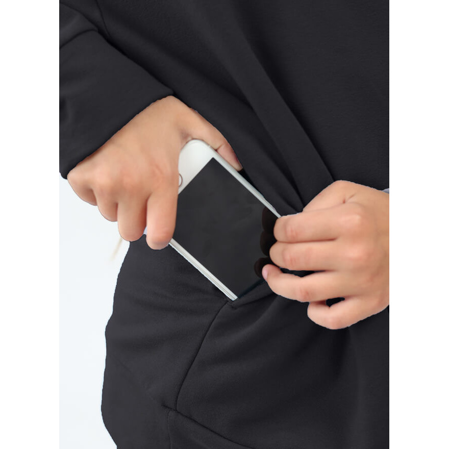 Bluza dresowa MOVE czarna NA MESZKU Z UKRYTĄ KIESZENIĄ NA TELEFON