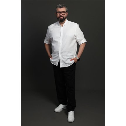 Spodnie męskie CASUAL czarne z prostą nogawką i regulacją w pasie