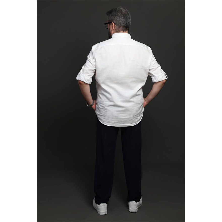 Spodnie męskie CASUAL czarne z prostą nogawką i regulacją w pasie