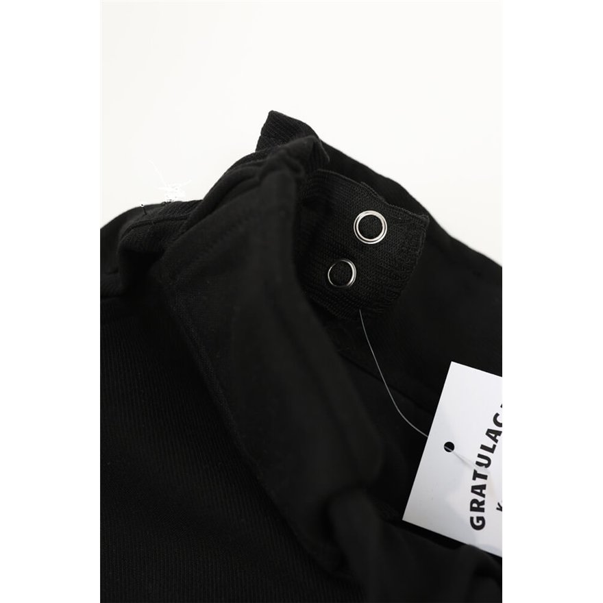 Spodnie męskie CASUAL czarne z prostą nogawką i regulacją w pasie