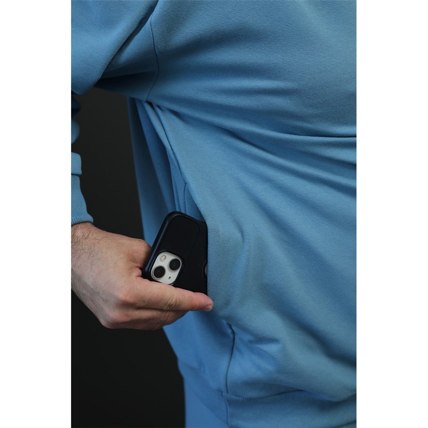 Bluza męska MOVE niebieska na meszku z ukryta kieszenią na telefon