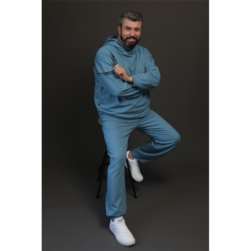 Bluza męska MOVE niebieska na meszku z ukryta kieszenią na telefon