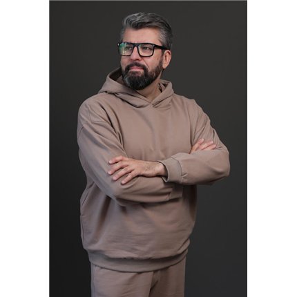 Bluza męska MOVE beżowa na meszku z ukryta kieszenią na telefon