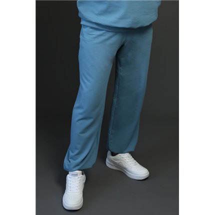 Spodnie ocieplane męskie MOVE niebieskie na meszku ze ściągaczami regulowane w pasie