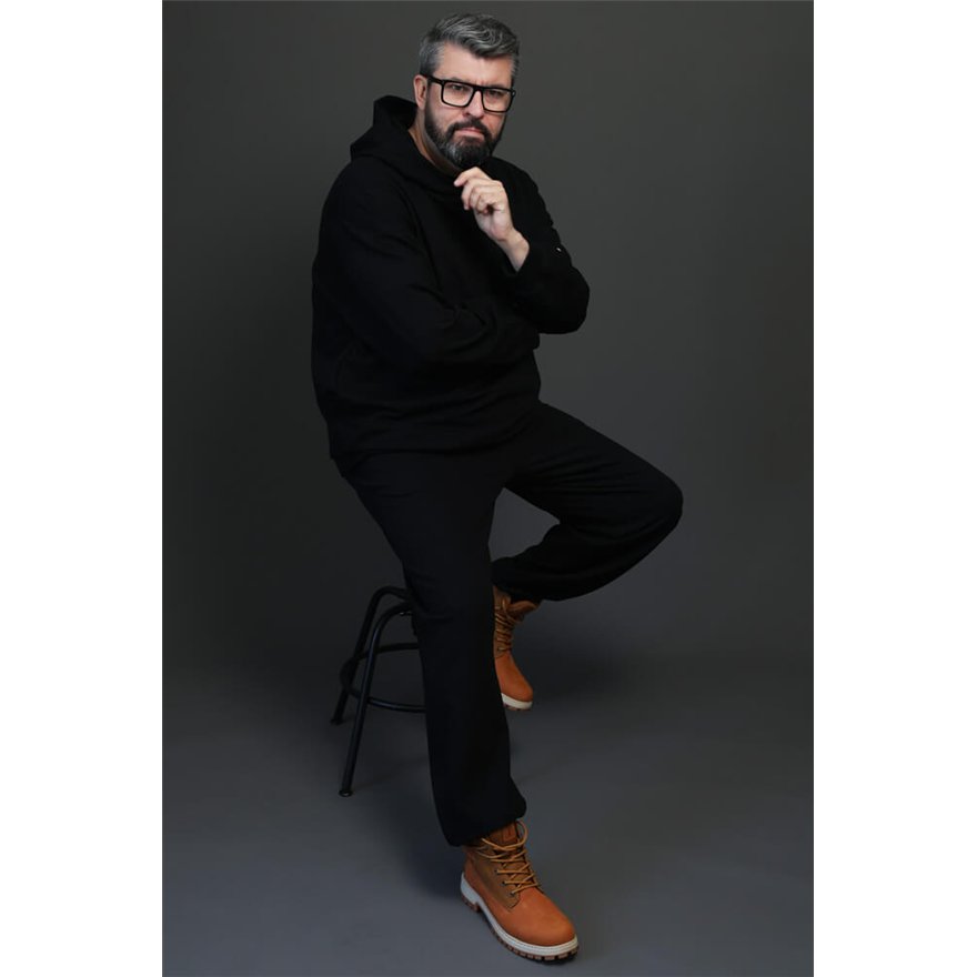 Spodnie ocieplane męskie MOVE czarne na meszku ze ściągaczami regulowane w pasie