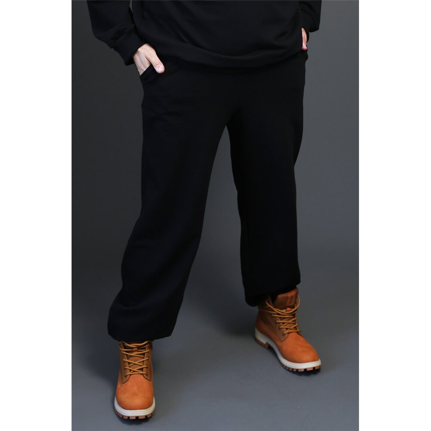 Spodnie ocieplane męskie MOVE czarne na meszku ze ściągaczami regulowane w pasie