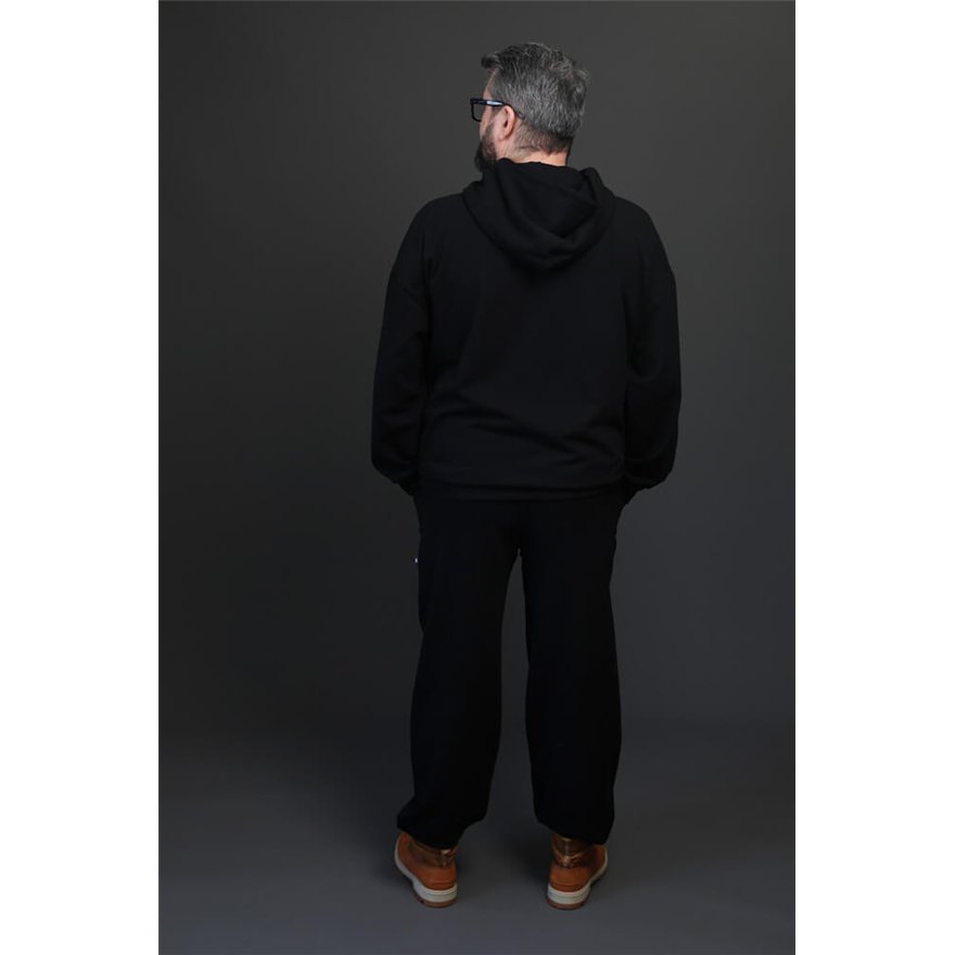 Spodnie ocieplane męskie MOVE czarne na meszku ze ściągaczami regulowane w pasie