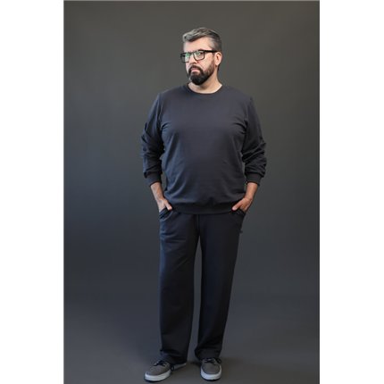 Spodnie ocieplane męskie BEAT grafitowe na meszku, proste nogawki, wysoki stan, regulowane w pasie