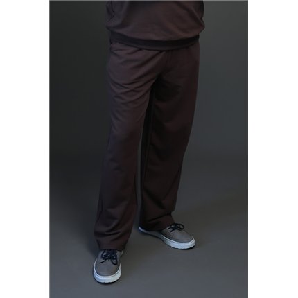 Spodnie ocieplane męskie BEAT brązowe na meszku, proste nogawki, wysoki stan, regulowane w pasie