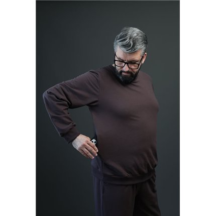 Bluza męska BEAT brązowa na meszku z ukrytą kieszenią na telefon