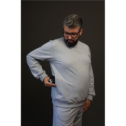 Bluza męska BEAT szara na meszku z ukrytą kieszenią na telefon