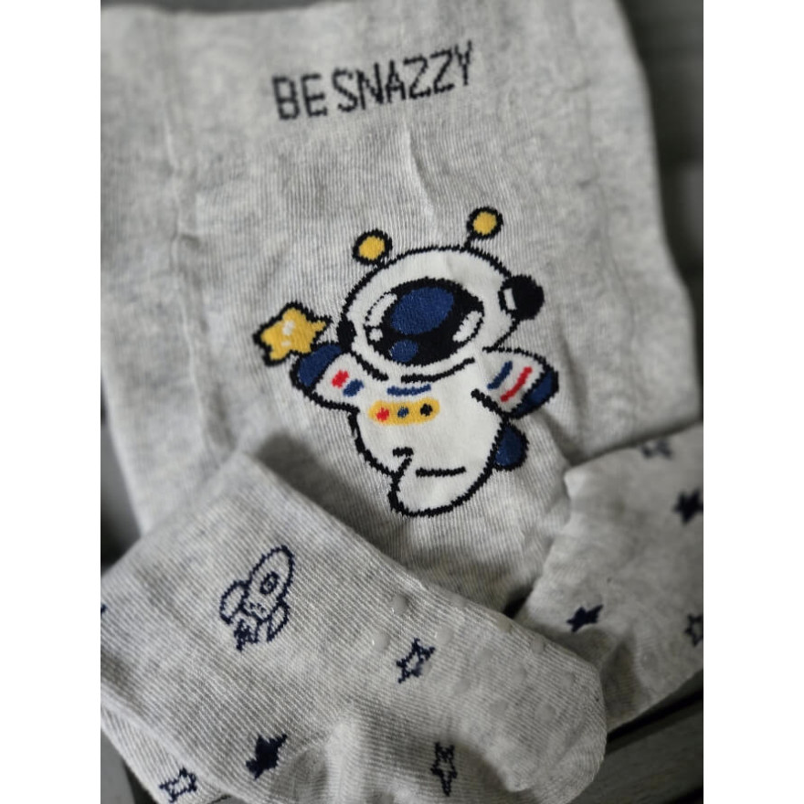 RAJSTOPY do RACZKOWANIA 3x ABS szare w RAKIETY z KOSMONAUTĄ wzór 710