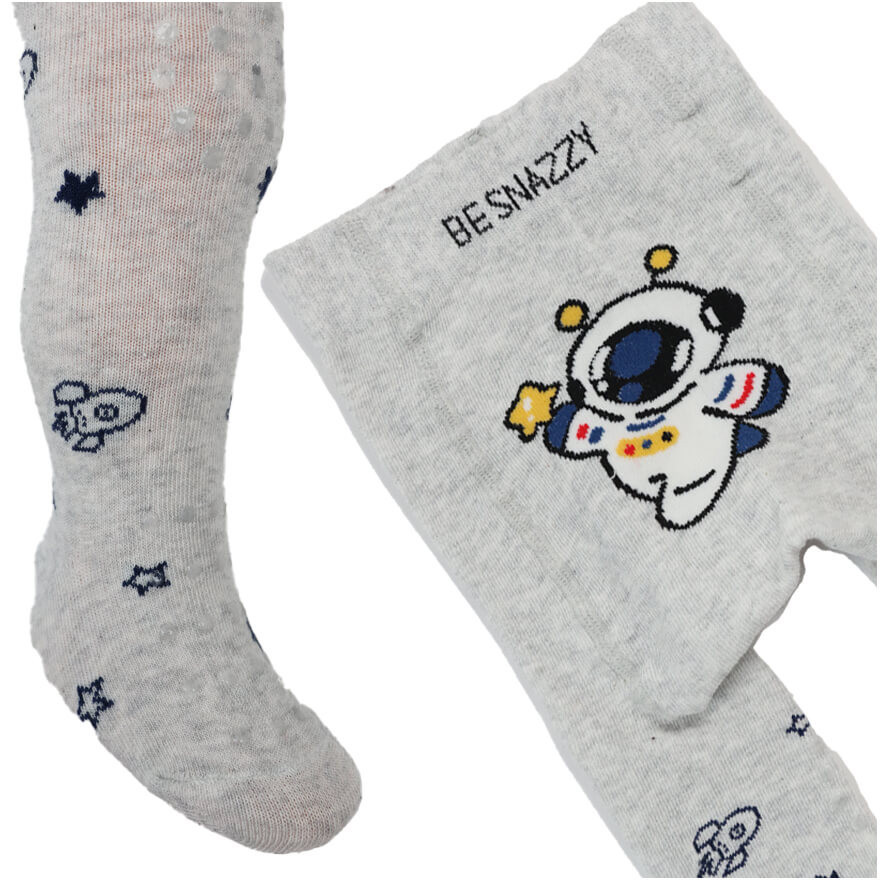 RAJSTOPY do RACZKOWANIA 3x ABS szare w RAKIETY z KOSMONAUTĄ wzór 710