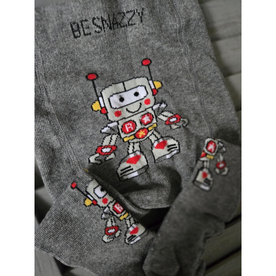 RAJSTOPY do RACZKOWANIA 3x ABS grafitowe z ROBOTEM wzór 709