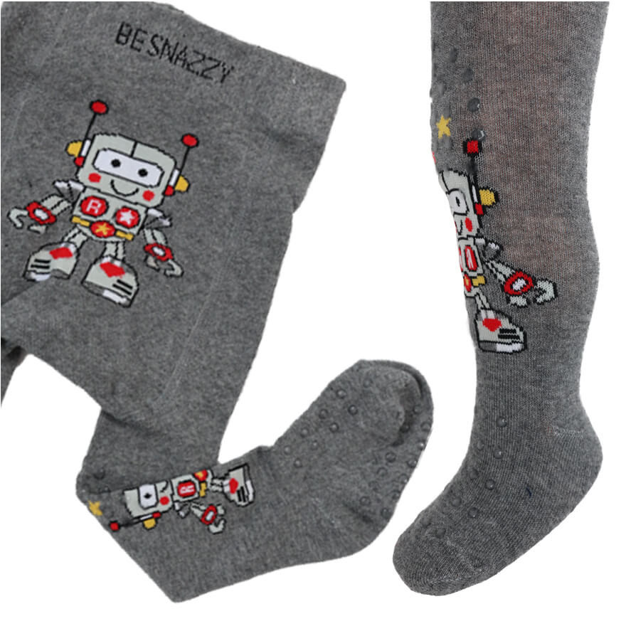 RAJSTOPY do RACZKOWANIA 3x ABS grafitowe z ROBOTEM wzór 709