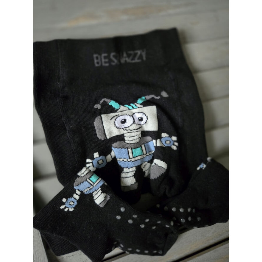 RAJSTOPY do RACZKOWANIA 3x ABS czarne z ROBOTEM wzór 708