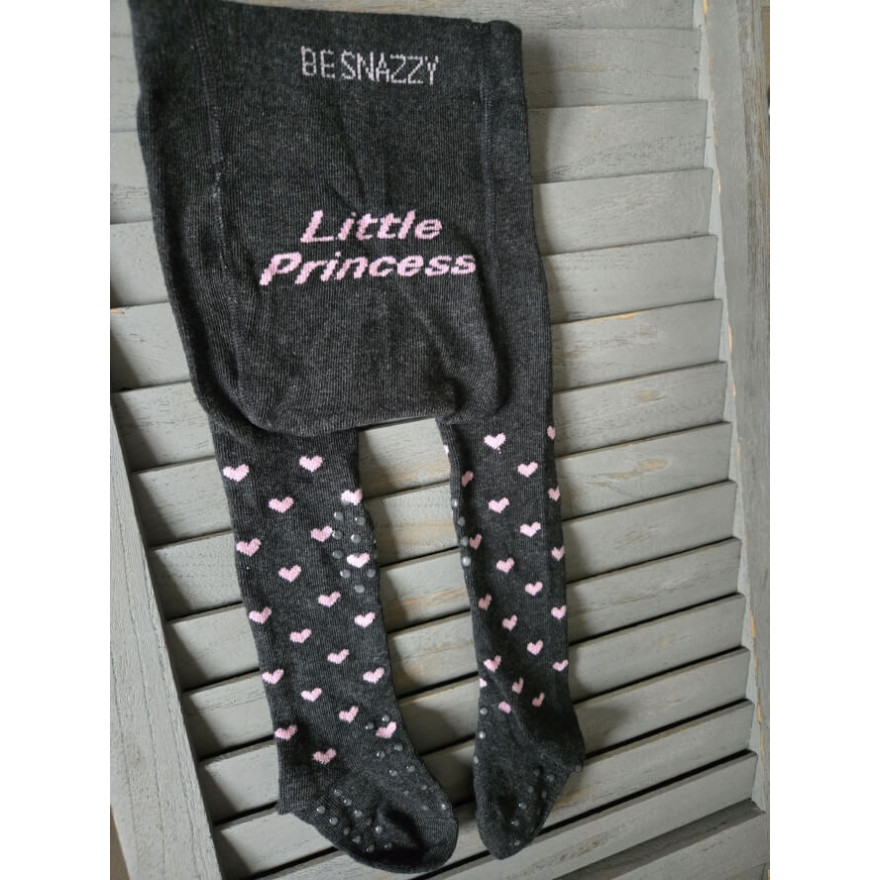 RAJSTOPY do RACZKOWANIA 3x ABS grafitowe LITTLE PRINCESS w różowe SERCA wzór 707