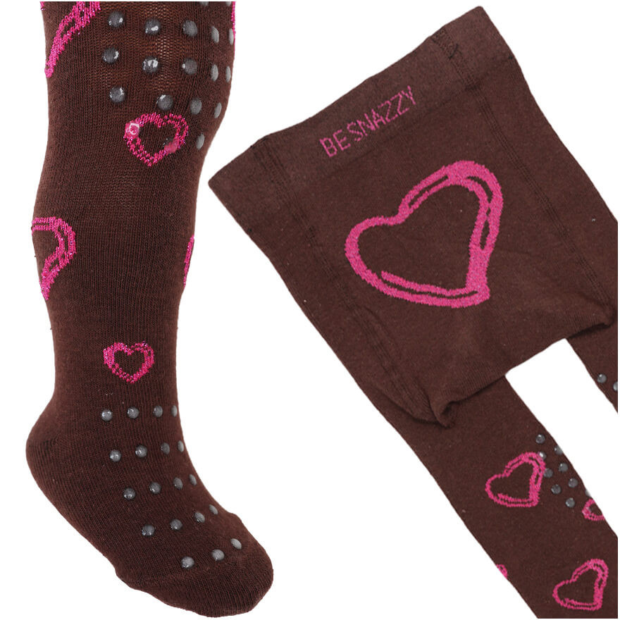 RAJSTOPY do RACZKOWANIA 3x ABS brązowe w różowe SERCA wzór 706