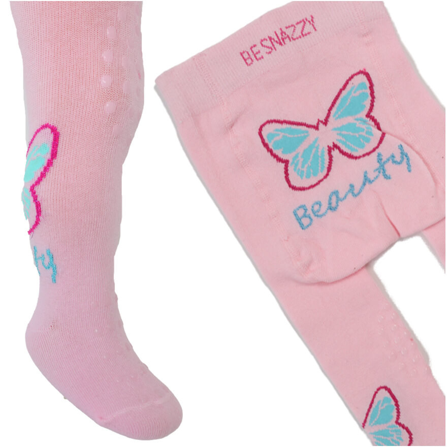 RAJSTOPY do RACZKOWANIA 3x ABS różowe z niebiskim MOTYLEM wzór 704