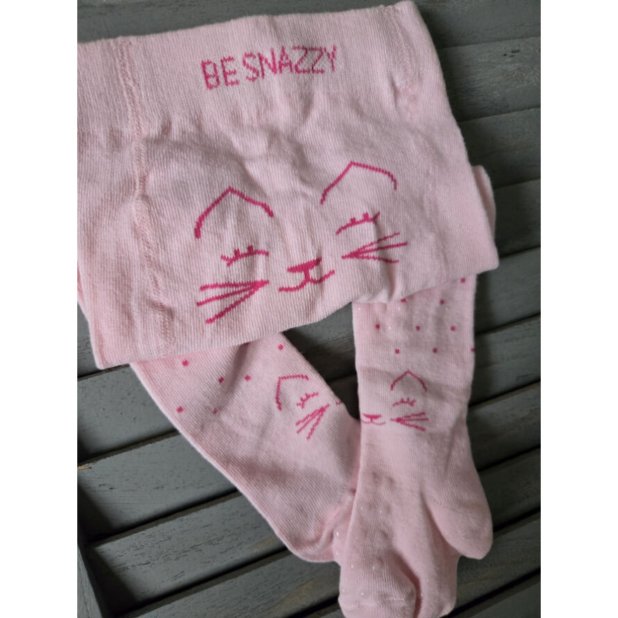 RAJSTOPY do RACZKOWANIA 3x ABS różowe w kropki z KOTKIEM wzór 703