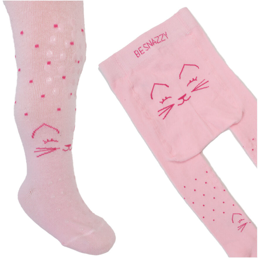 RAJSTOPY do RACZKOWANIA 3x ABS różowe w kropki z KOTKIEM wzór 703