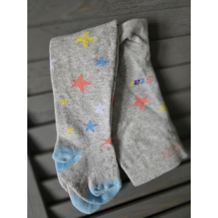 RAJSTOPY do RACZKOWANIA 3x ABS szare SUPER STAR w kolorowe GWIAZDKI wzór 705