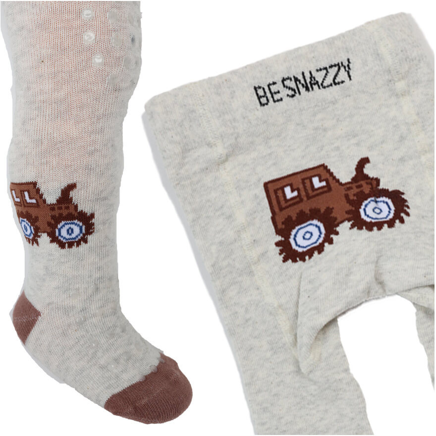 RAJSTOPY do RACZKOWANIA 3x ABS beżowe z traktorem wzór 693