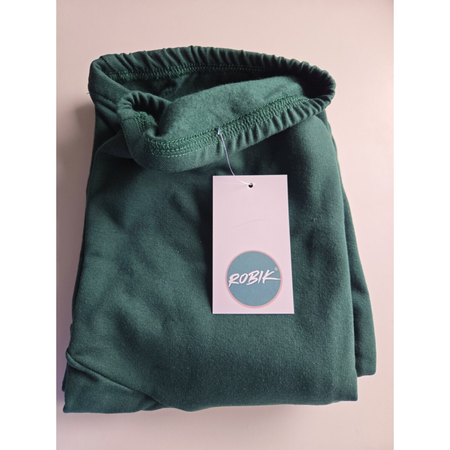 Legginsy ciążowe MAMA butelkowa zieleń OCIEPLANE bezuciskowe z panelem getry jesień zima