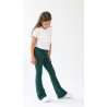 Spodnie ocieplane FLARE zieleń butelkowa legginsy dzwony NA MESZKU regulowane w pasie