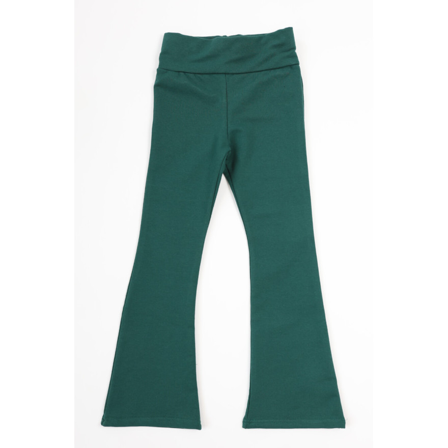 Spodnie ocieplane FLARE zieleń butelkowa legginsy dzwony NA MESZKU regulowane w pasie