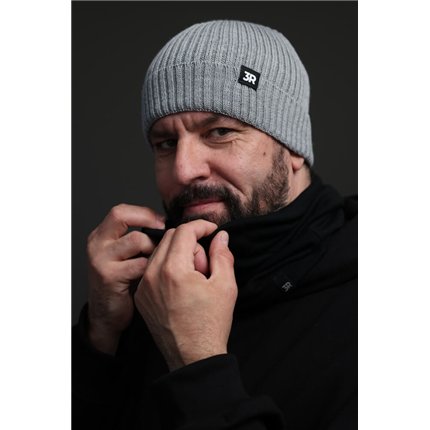 Merino czapka męska szara 100% wełna