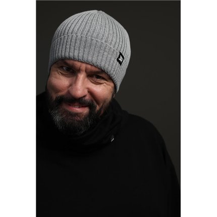 Merino czapka męska szara 100% wełna