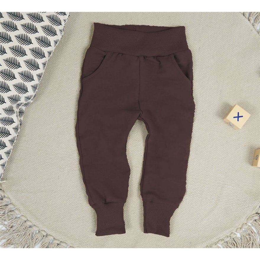 Spodnie ocieplane O-NEON brązowy ciemny na meszku z wyciąganą gumką