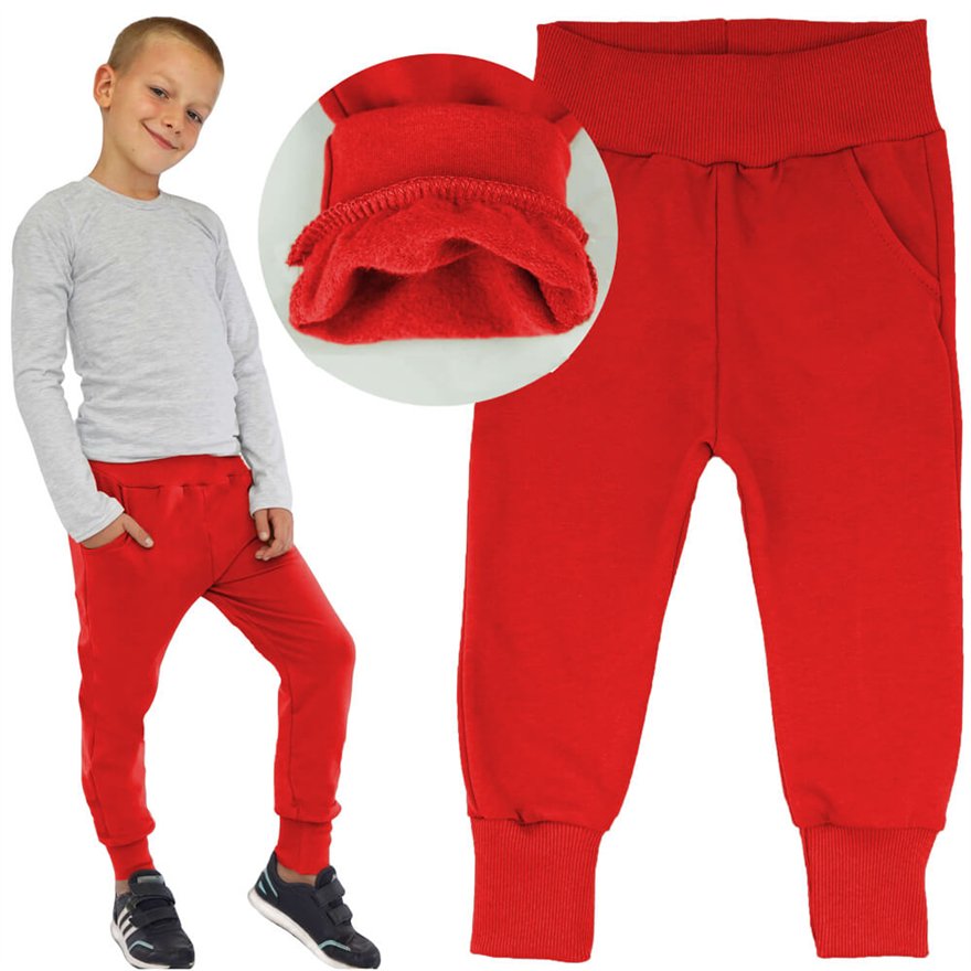 Spodnie ocieplane O-NEON czerwone na meszku z wyciąganą gumką