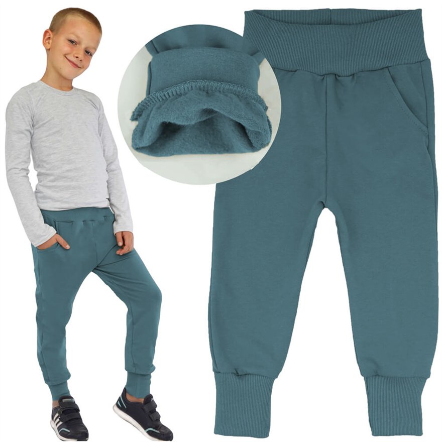 Spodnie ocieplane O-NEON jeansowe na meszku z wyciąganą gumką