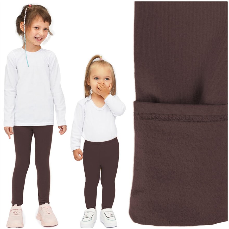 Legginsy ocieplane MESZEK brązowy ciemny GETRY na meszku