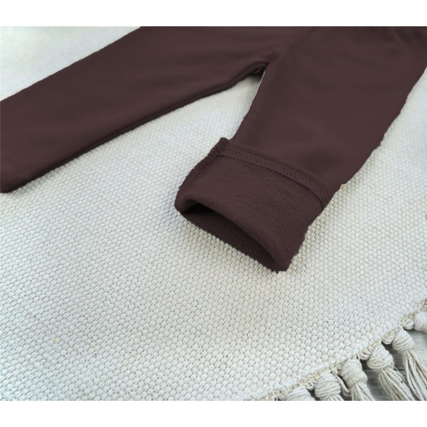 Legginsy ocieplane MESZEK brązowy ciemny GETRY na meszku