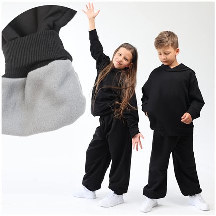 Spodnie ocieplane DUO czarne grube zimowe na polarze