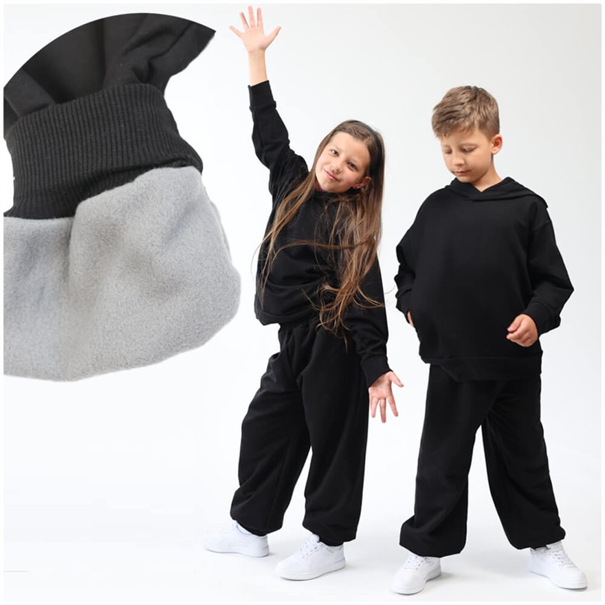 Spodnie ocieplane DUO czarne grube zimowe na polarze