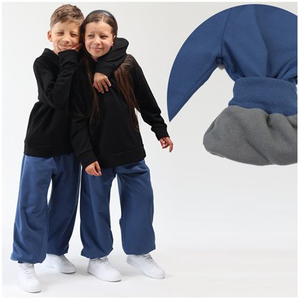 Spodnie ocieplane DUO granatowe grube zimowe na polarze