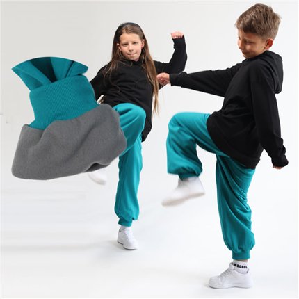 Spodnie ocieplane DUO petrol grube zimowe na polarze