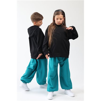 Spodnie ocieplane DUO petrol grube zimowe na polarze