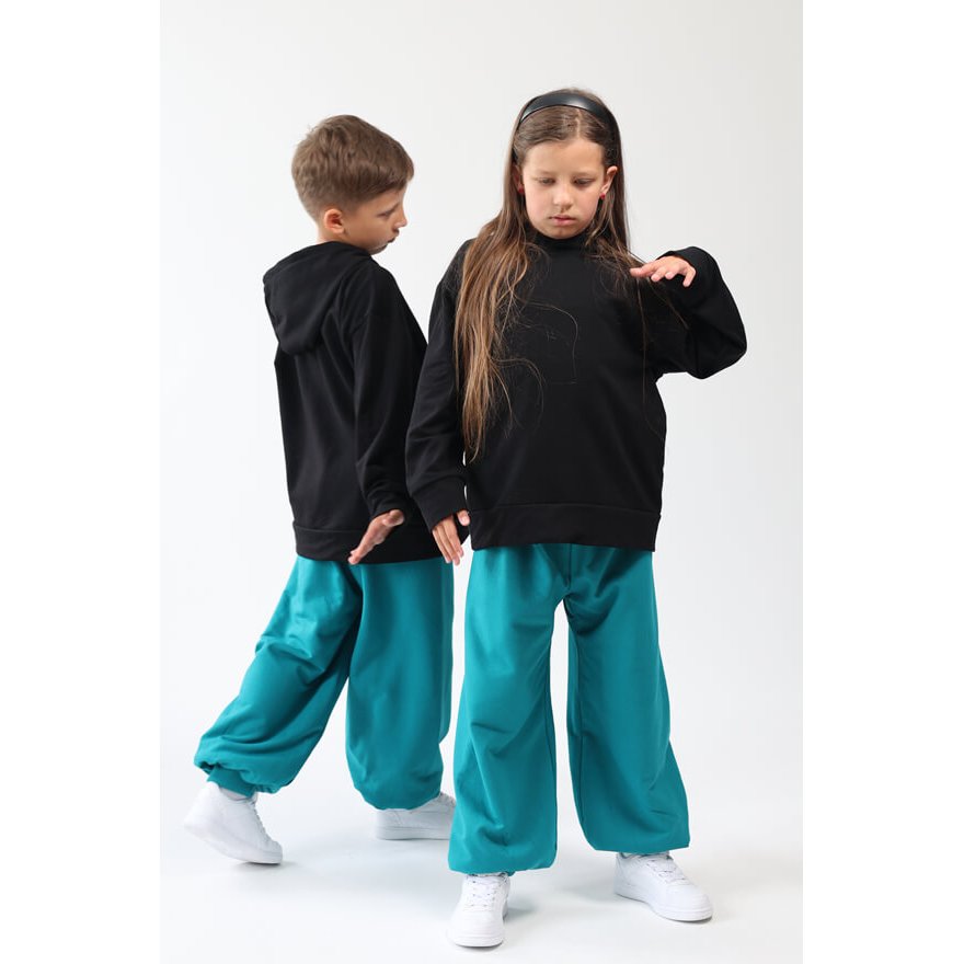 Spodnie ocieplane DUO petrol grube zimowe na polarze