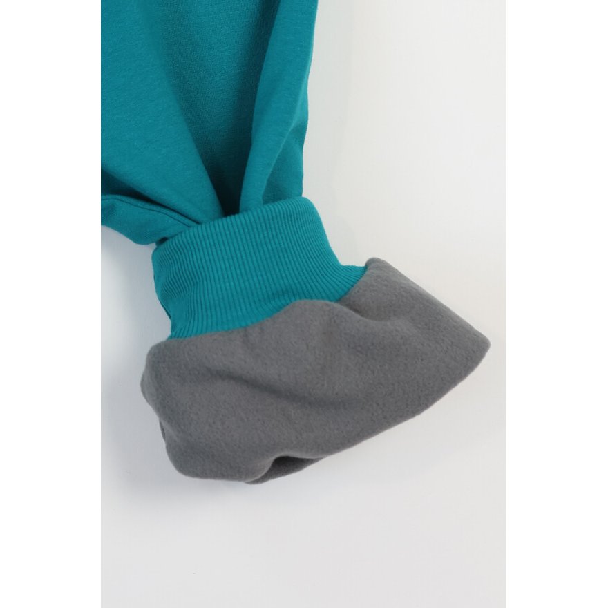 Spodnie ocieplane DUO petrol grube zimowe na polarze