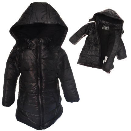 Czarna KURTKA dziewczęca PARKA pikowana ocieplana