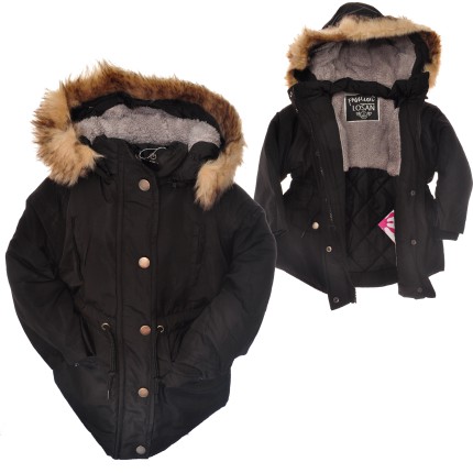 CZARNA KURTKA NA FUTERKU Z KAPTURKIEM