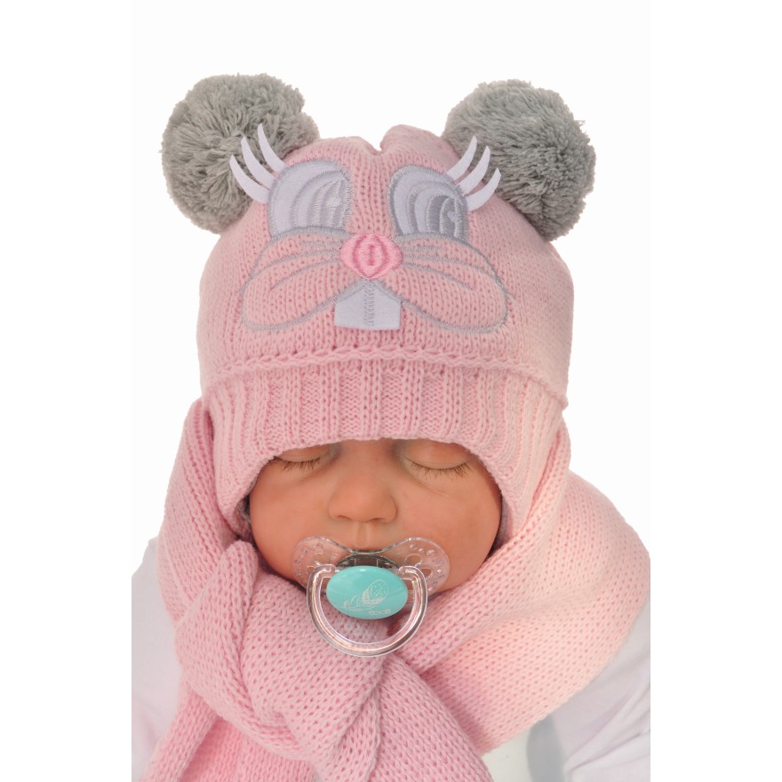 KOMPLET ZIMOWY CZAPKA SZALIK RZĘSY